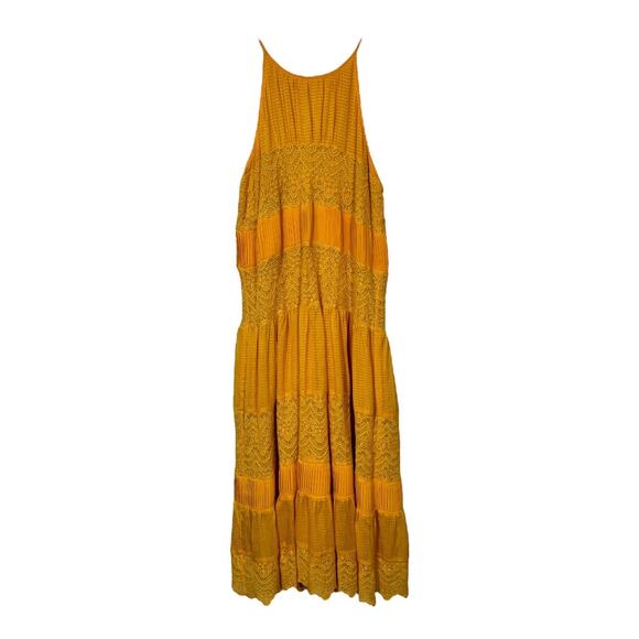 Anthropologie HD In Paris Villanelle Yellow Lace Midi Dress Small S Sleeveless - Picture 2 of 8